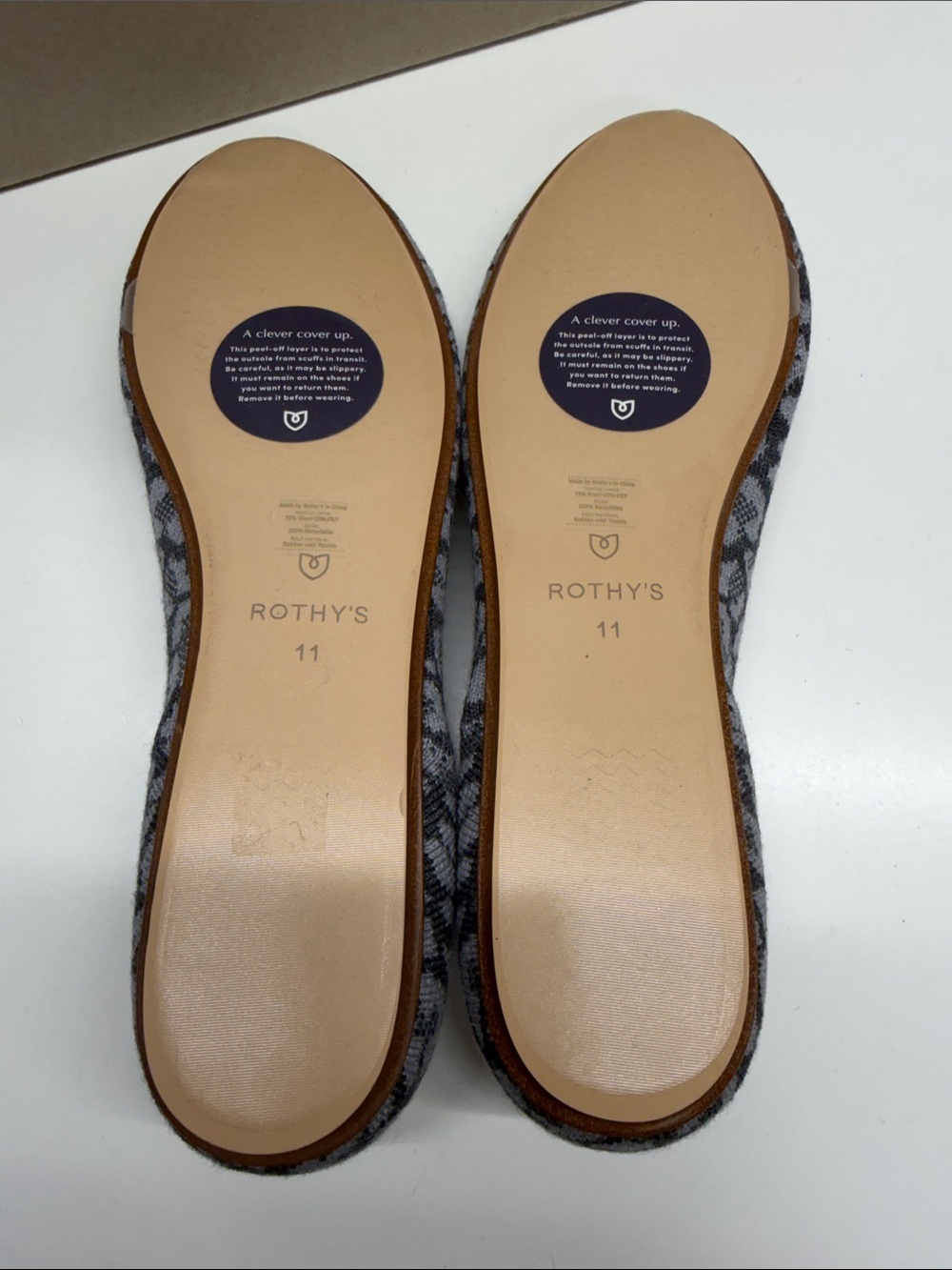 Rothys The Merino Flat Ballet Flats Shoes Haze Spot Animal Print Gray New NIB 11 - Picture 5 of 7